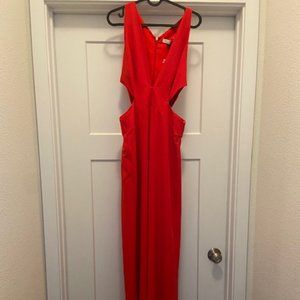 *NWT* Halston Heritage Lipstick Red Full-length Evening Dress with Cutouts